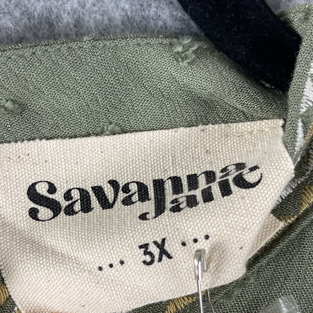 Savanna Jane Top Womens 3X Green Embroidered Peasant Boho Aztec Tribal NEW - Picture 6 of 16